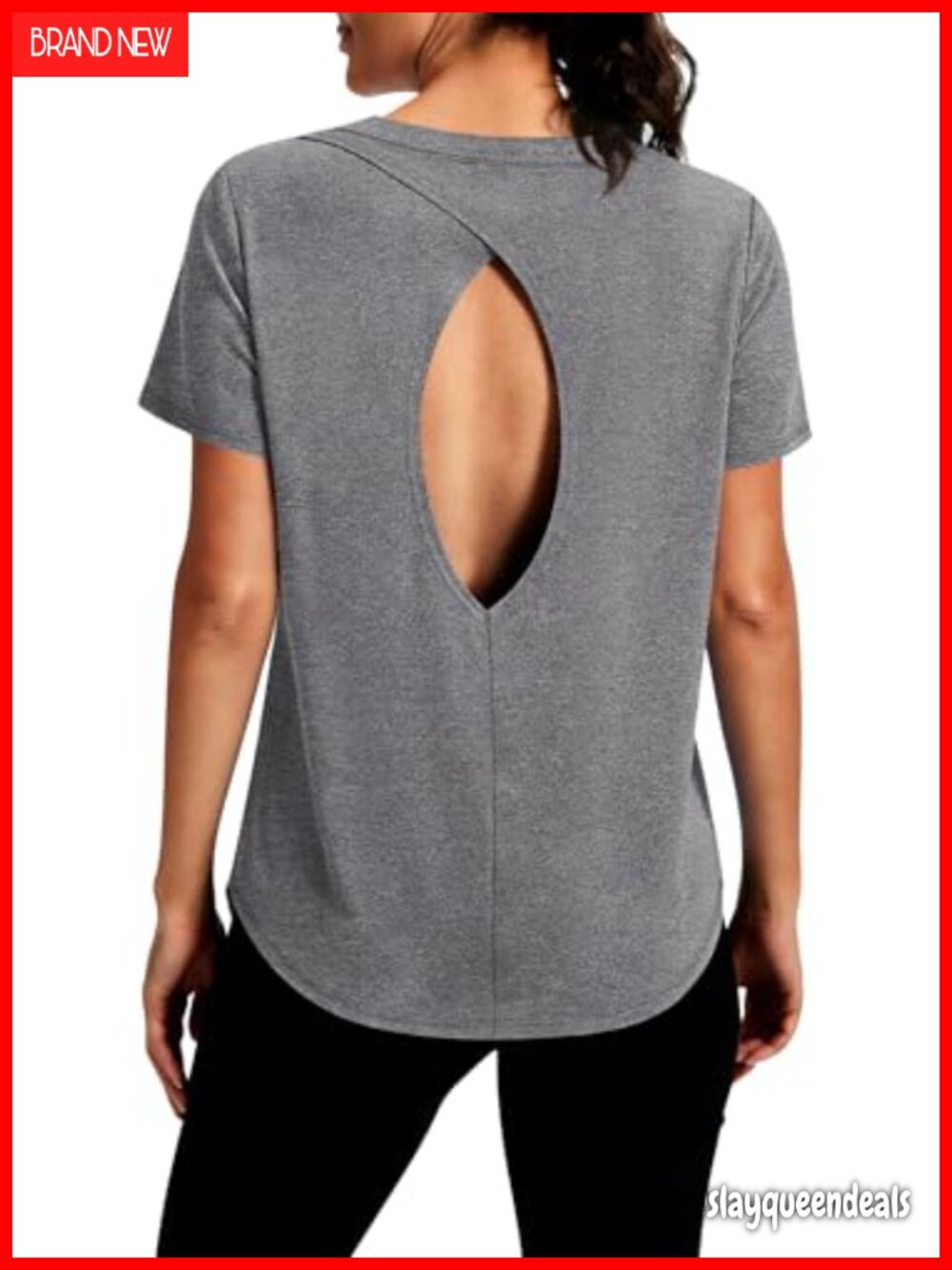 Open Back Workout Top Short Sleeve Pilates Active Tee